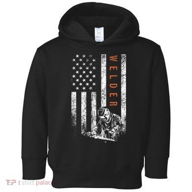 Welder American Flag Design Welding Toddler Hoodie