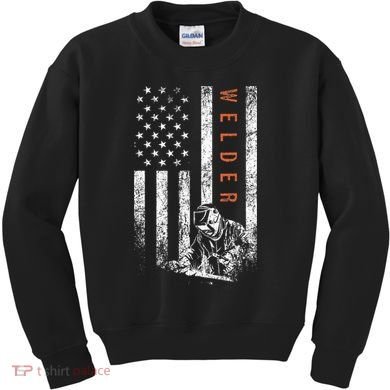 Welder American Flag Design Welding Kids Sweatshirt