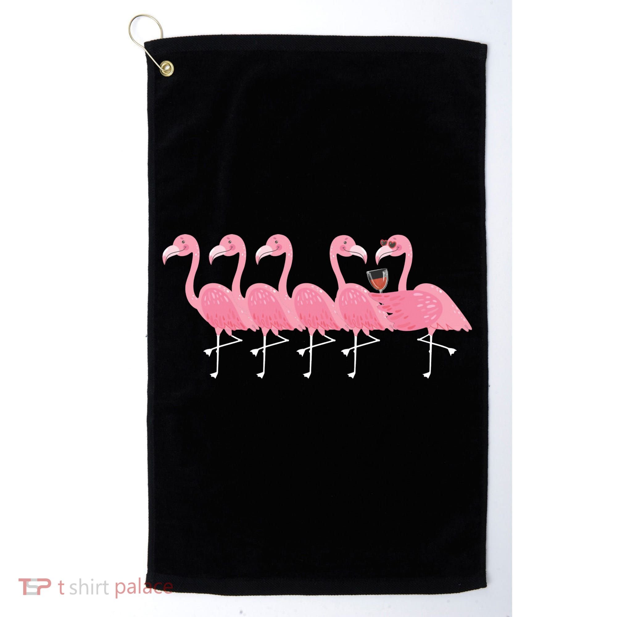 Wine And Flamingo Golf Towel