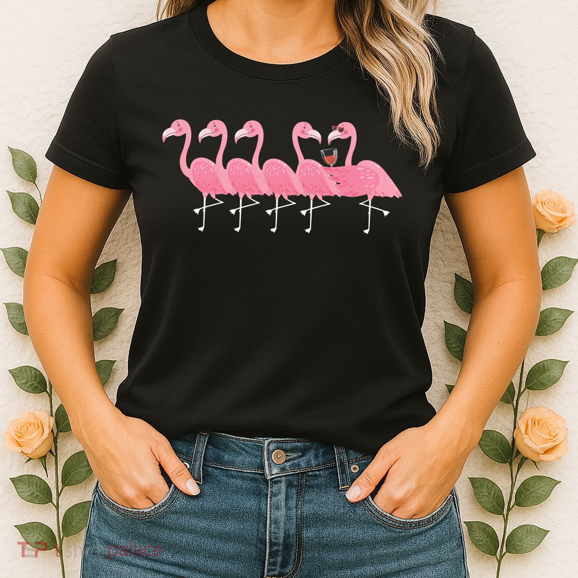 Wine And Flamingo Women's T-Shirt