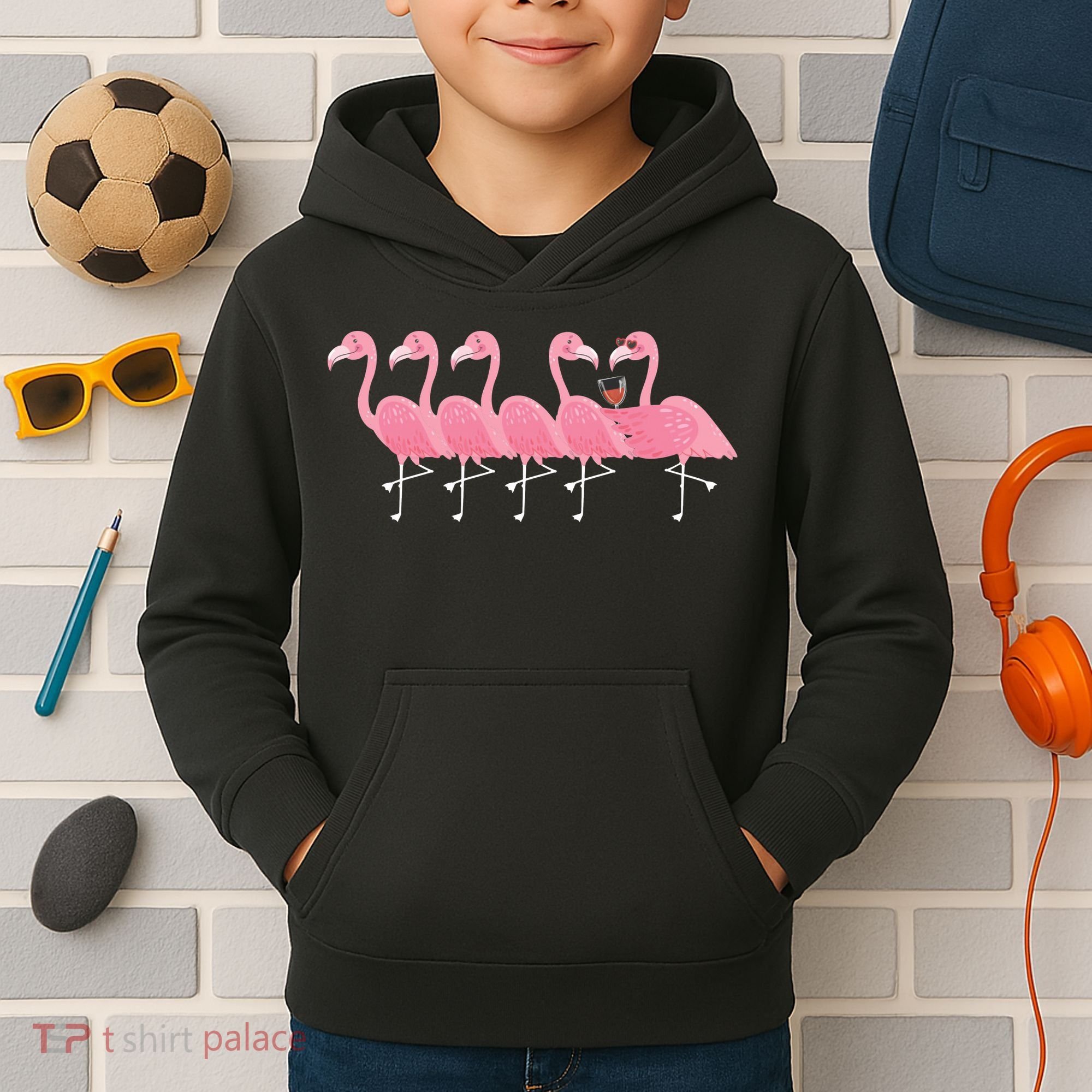 Wine And Flamingo Kids Hoodie