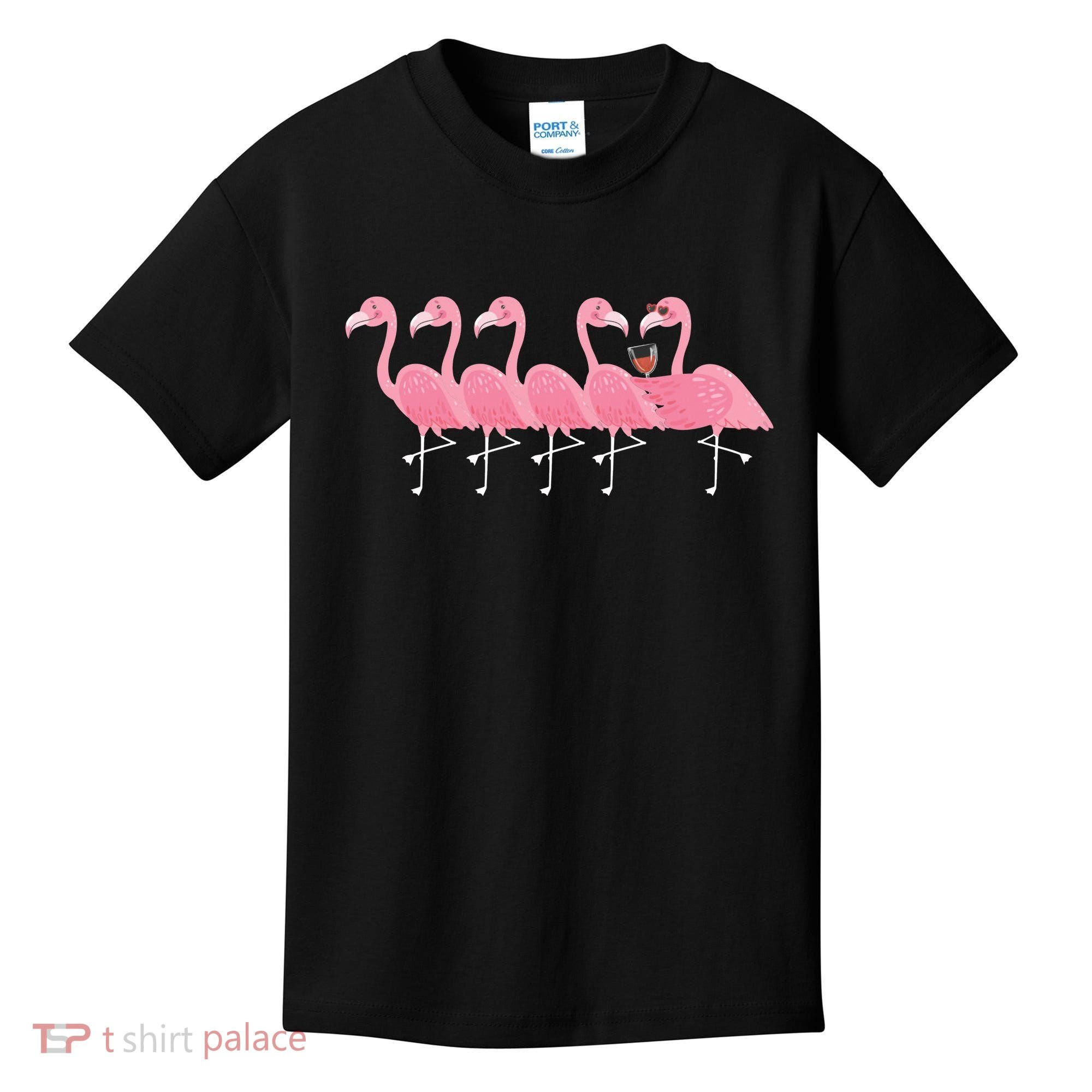 Wine And Flamingo Kids T-Shirt
