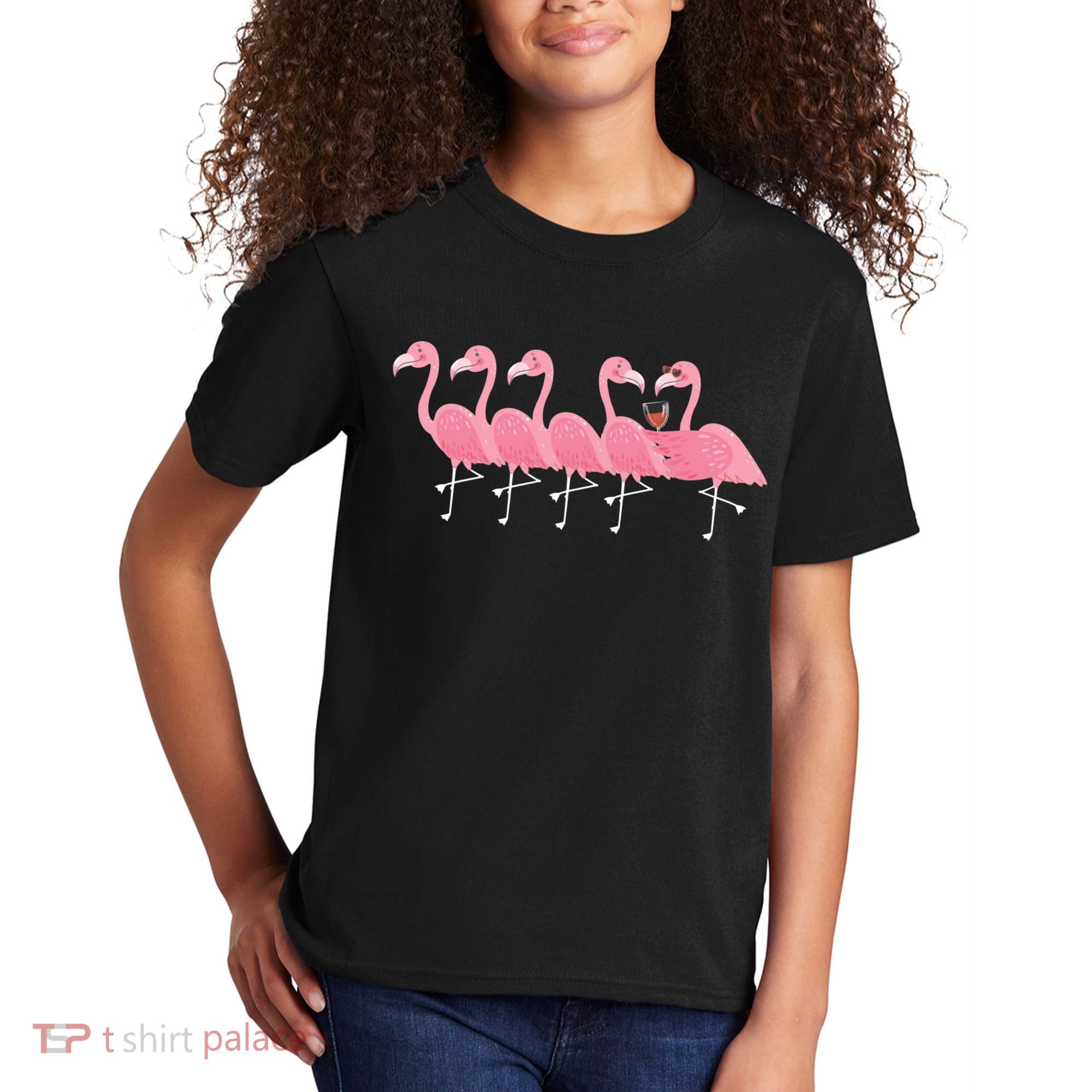 Wine And Flamingo Kids T-Shirt