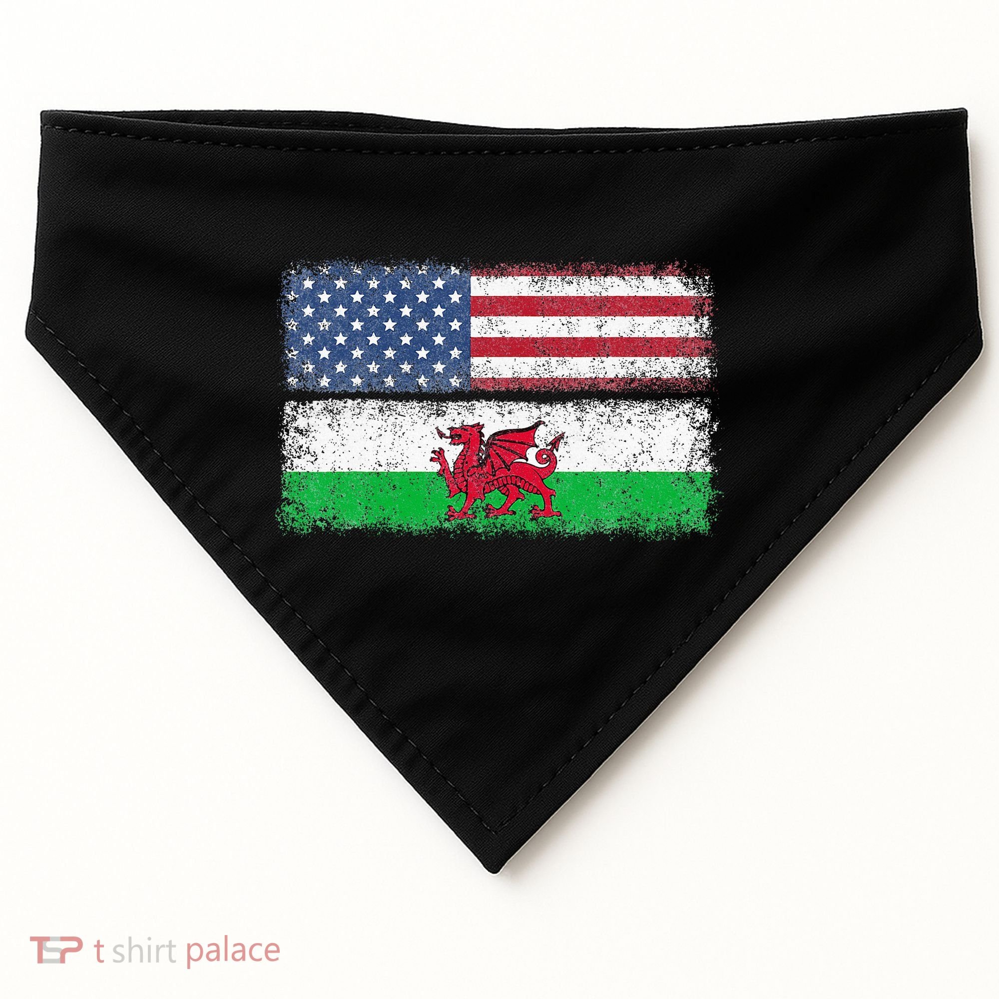 Welsh American Flag Wales Usa Pride America USA-Made Doggie Bandana