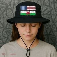Welsh American Flag Wales Usa Pride America Bucket Hat thumb 3