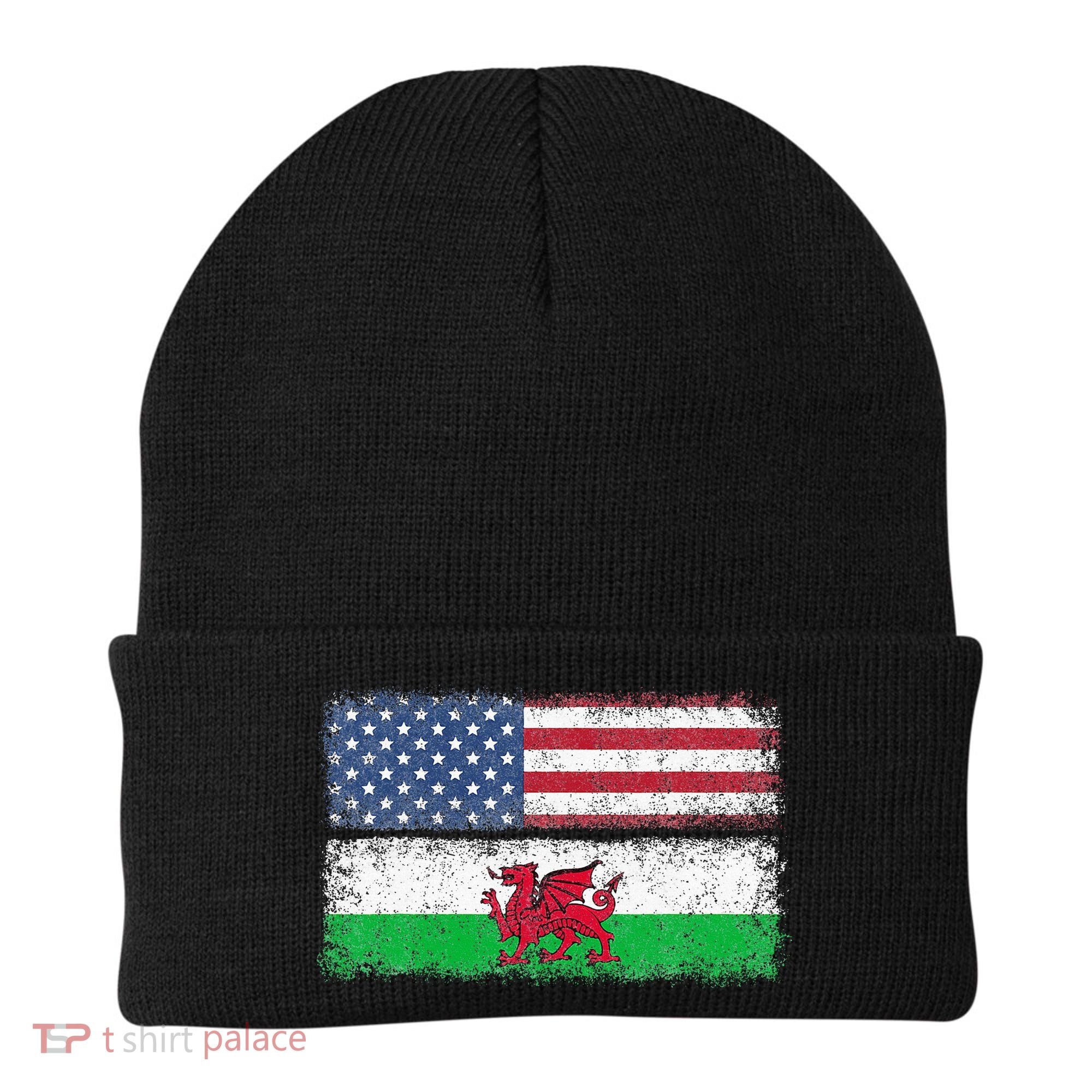 Welsh American Flag Wales Usa Pride America Beanie