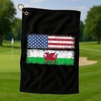 Welsh American Flag Wales Usa Pride America Golf Towel thumb 1