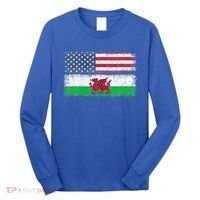 Welsh American Flag Wales Usa Pride America Long Sleeve Shirt thumb 0