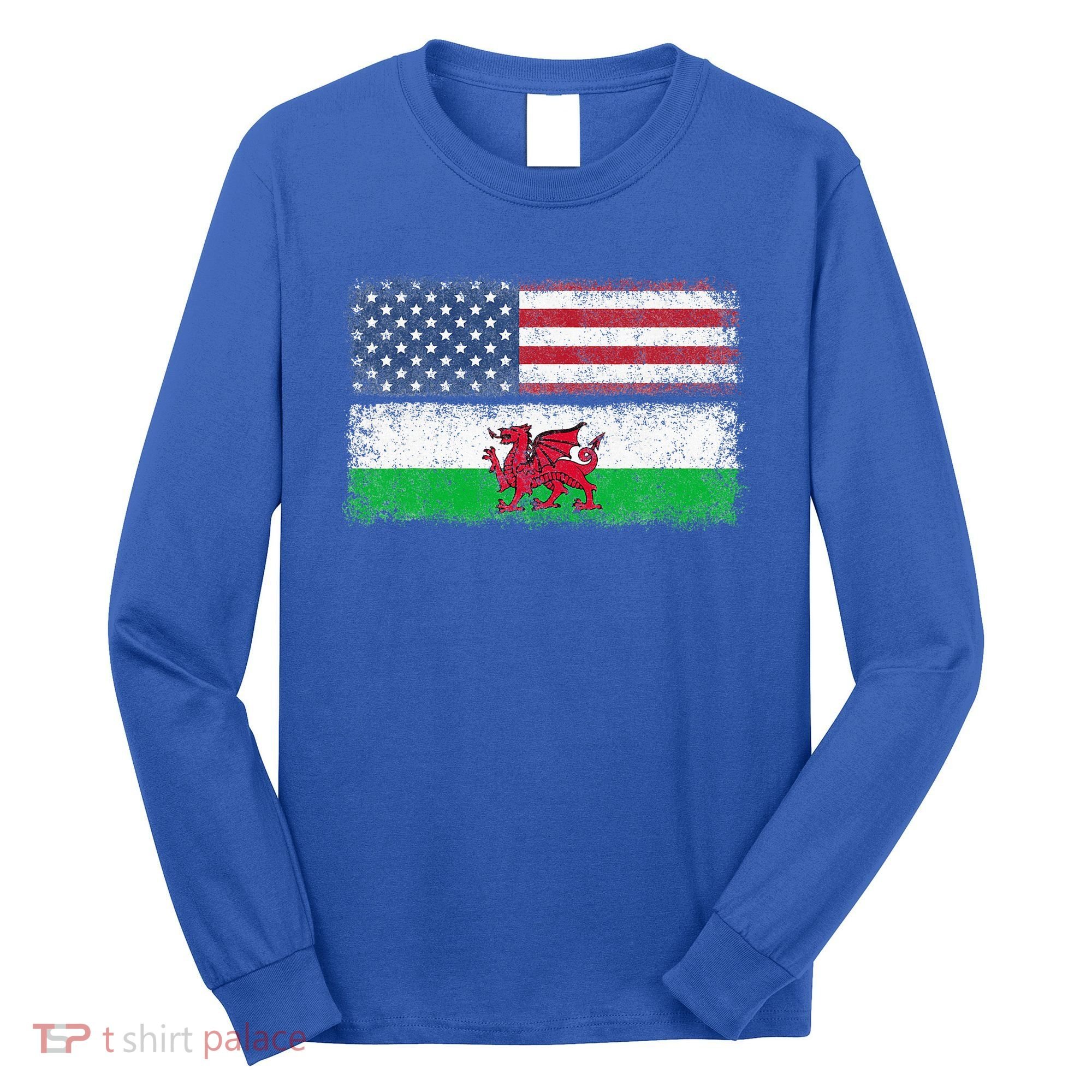 Welsh American Flag Wales Usa Pride America Long Sleeve Shirt