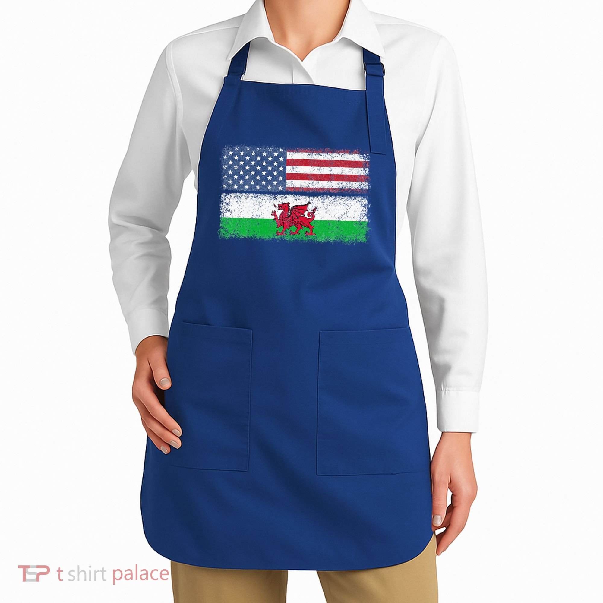 Welsh American Flag Wales Usa Pride America Apron