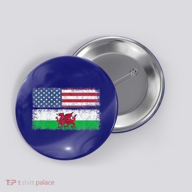 Welsh American Flag Wales Usa Pride America Button