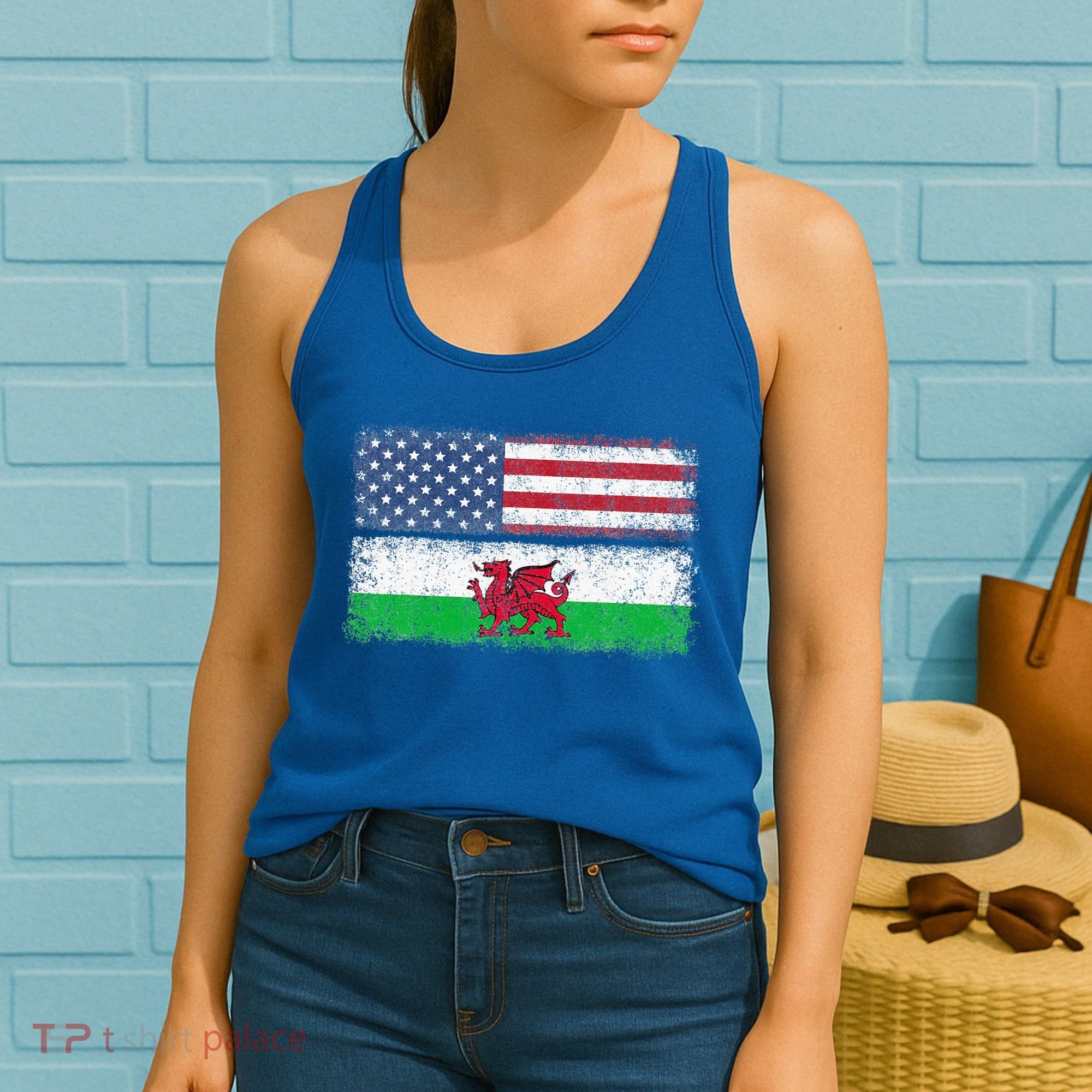 Welsh American Flag Wales Usa Pride America Women's Tank Top