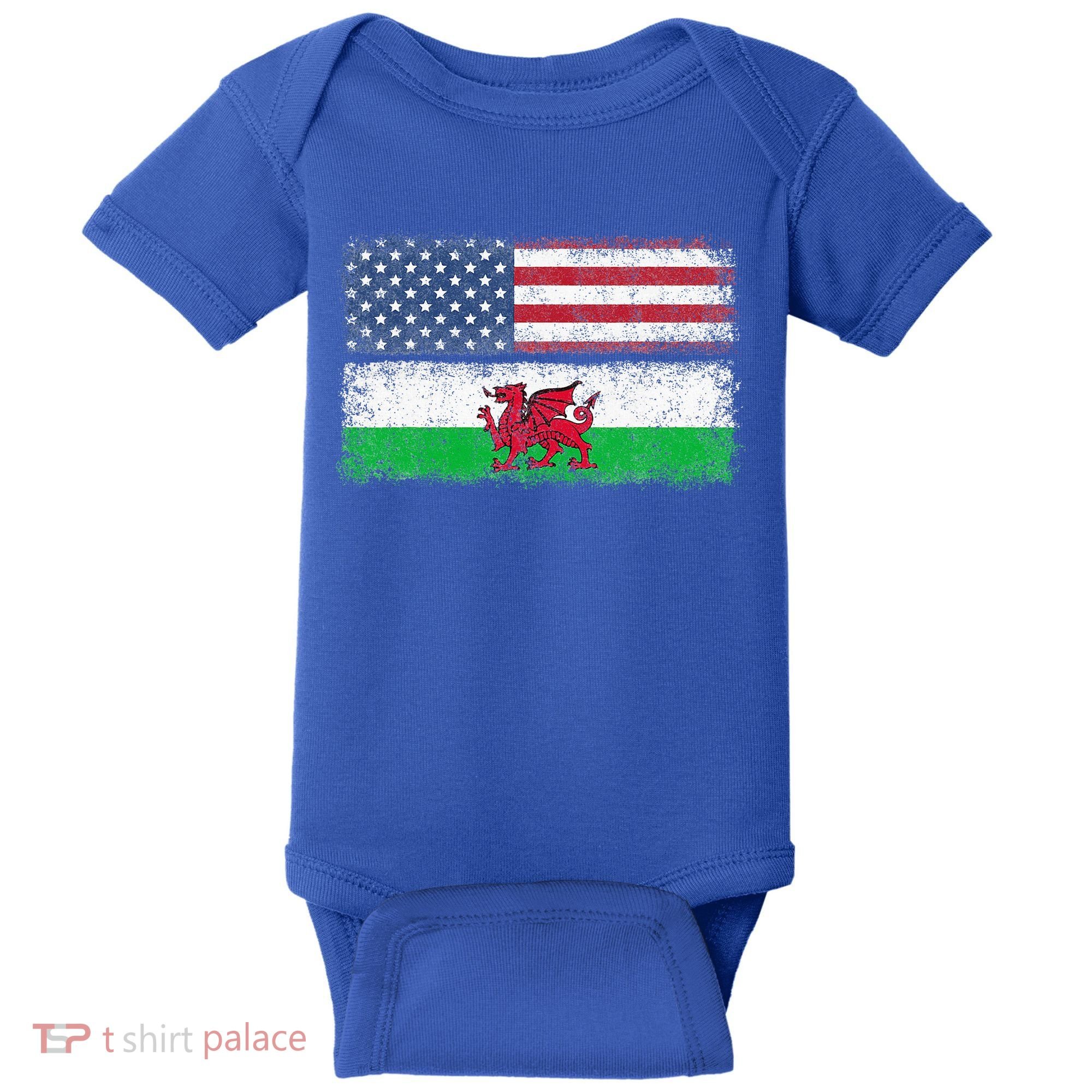 Welsh American Flag Wales Usa Pride America Baby Bodysuit