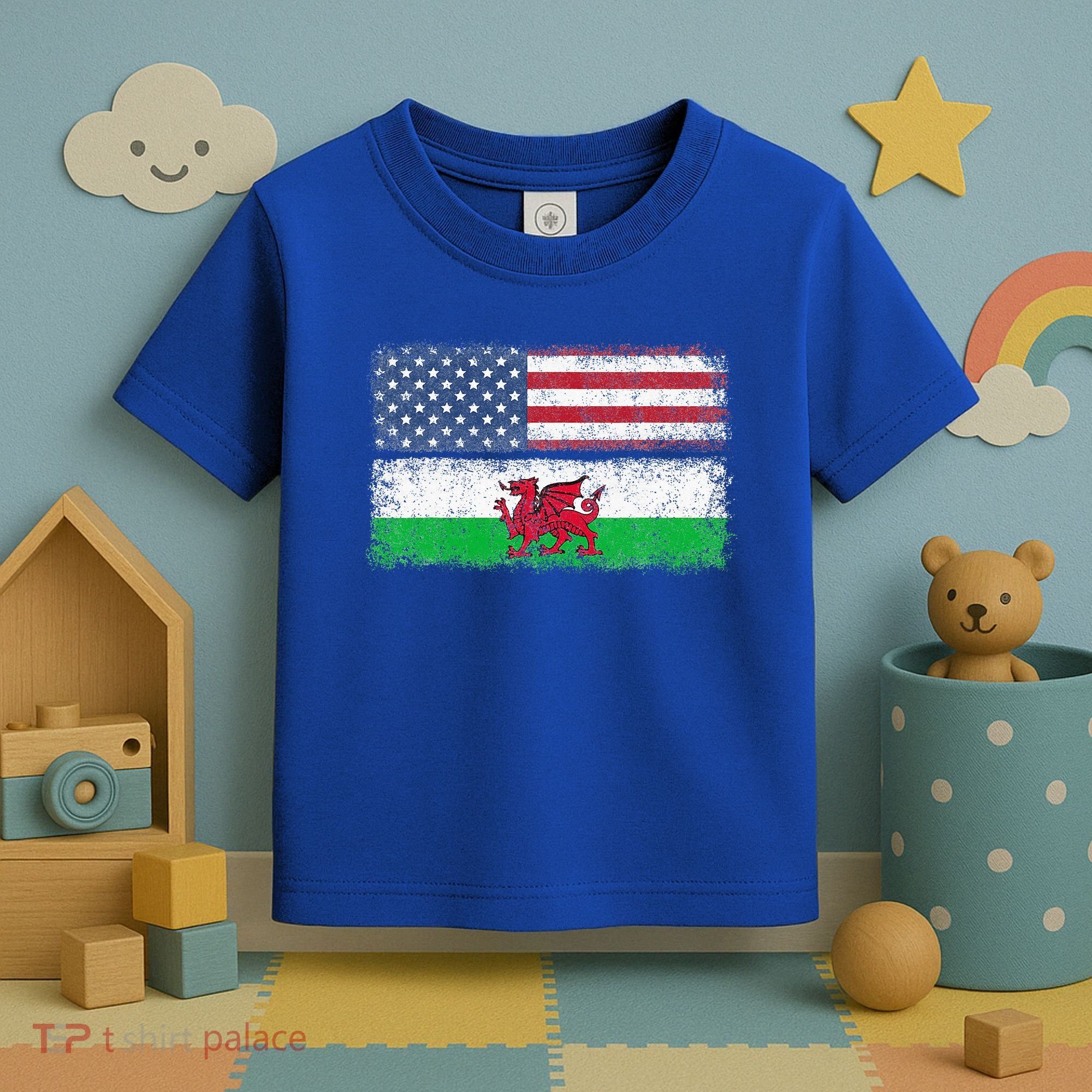 Welsh American Flag Wales Usa Pride America Toddler T-Shirt