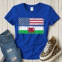 Welsh American Flag Wales Usa Pride America Women's T-Shirt thumb 3