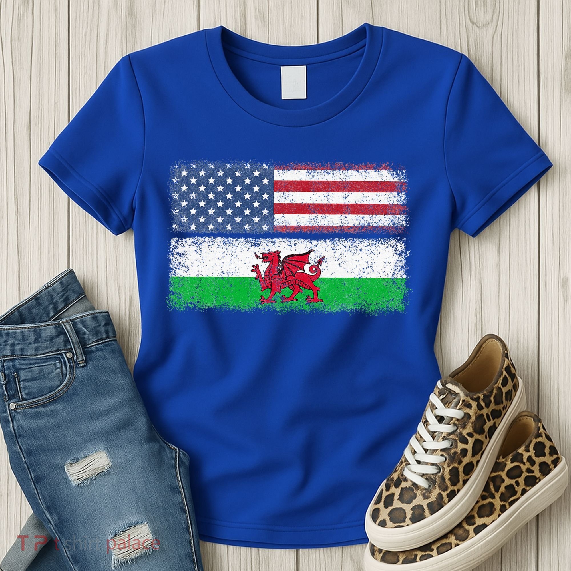 Welsh American Flag Wales Usa Pride America Women's T-Shirt