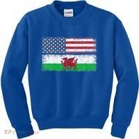 Welsh American Flag Wales Usa Pride America Kids Sweatshirt thumb 0