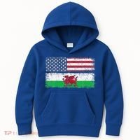 Welsh American Flag Wales Usa Pride America Kids Hoodie thumb 0