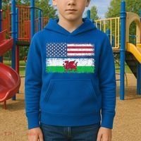 Welsh American Flag Wales Usa Pride America Kids Hoodie thumb 2