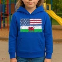 Welsh American Flag Wales Usa Pride America Kids Hoodie thumb 3