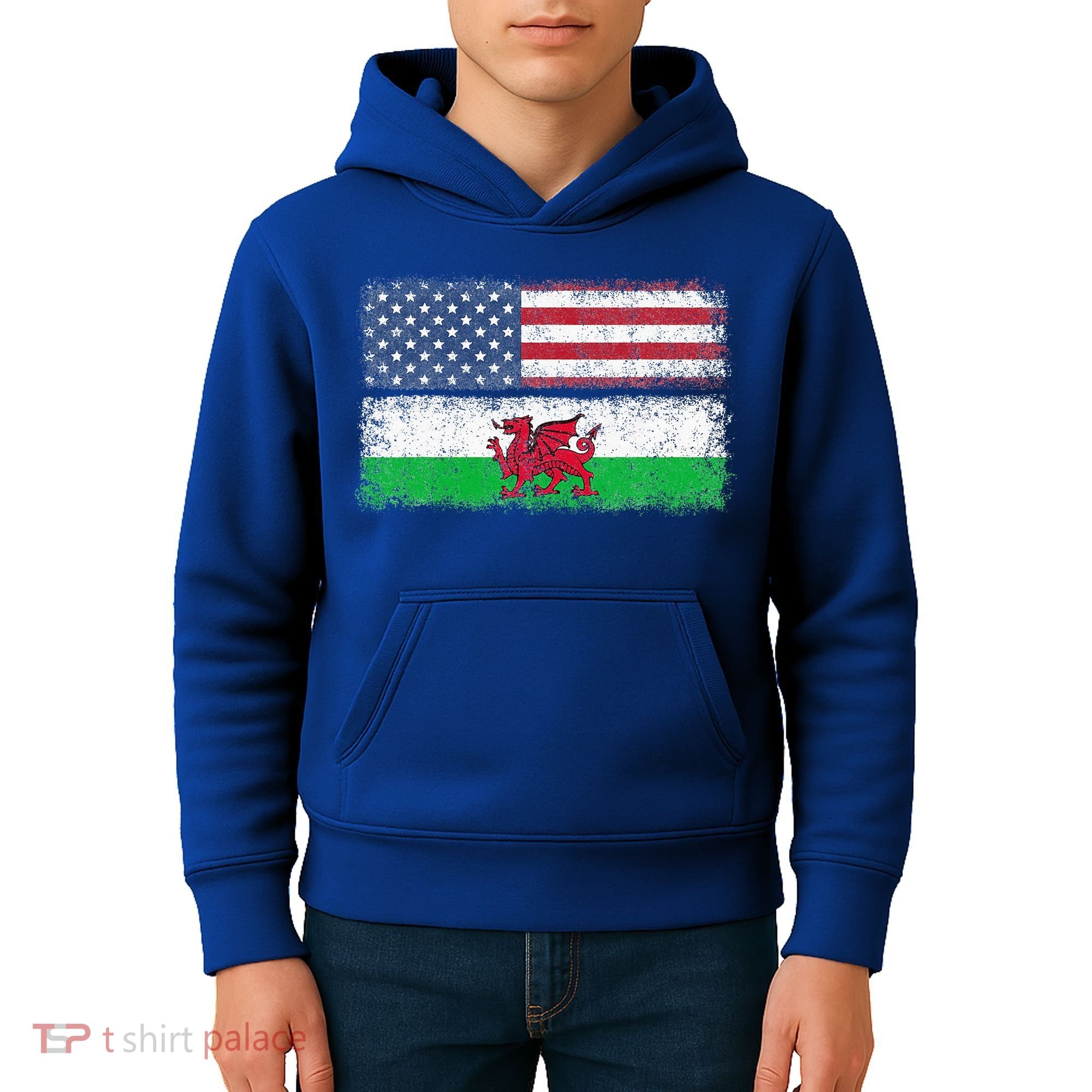 Welsh American Flag Wales Usa Pride America Kids Hoodie