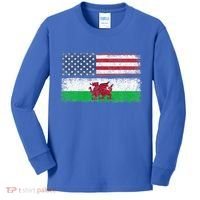 Welsh American Flag Wales Usa Pride America Kids Long Sleeve Shirt thumb 0