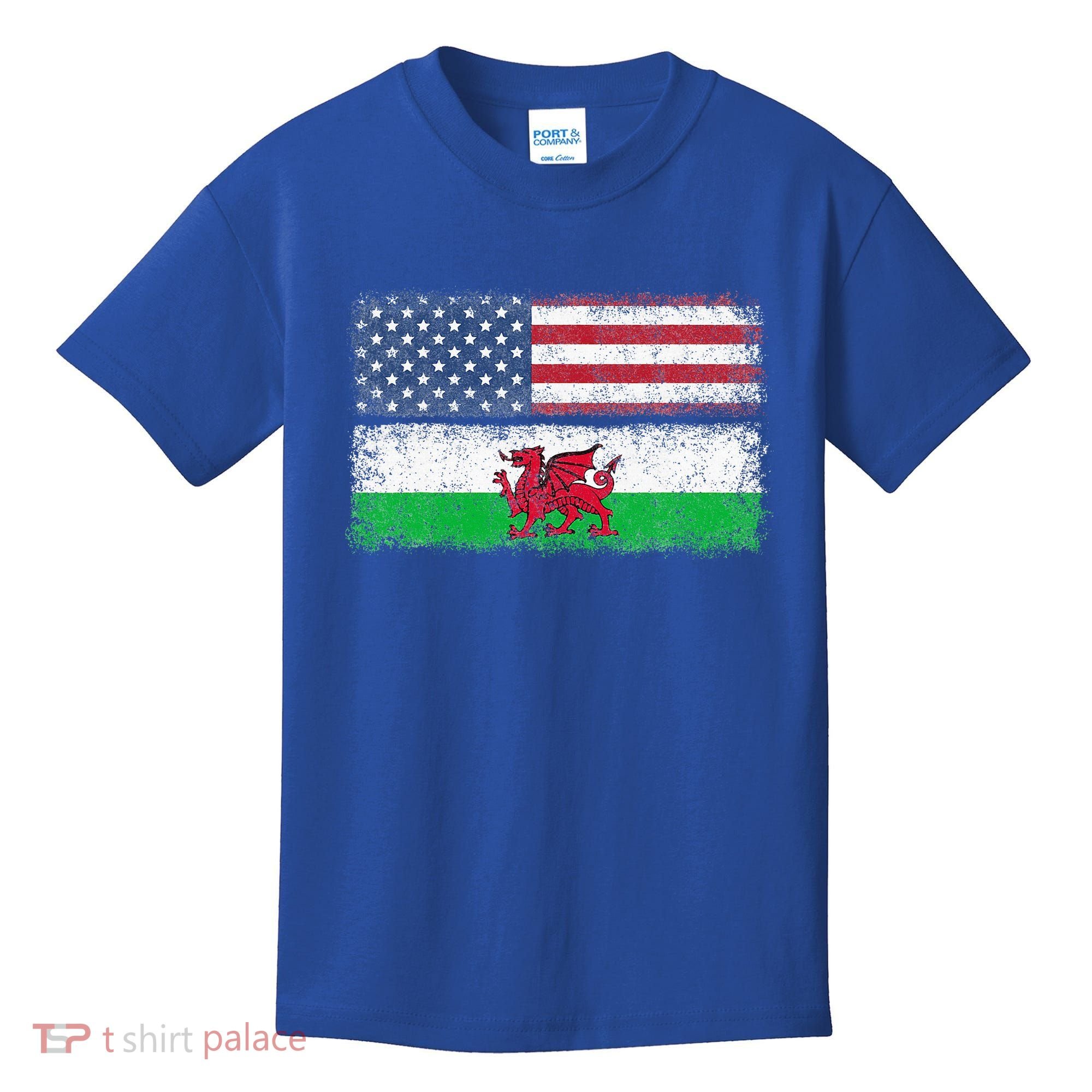 Welsh American Flag Wales Usa Pride America Kids T-Shirt