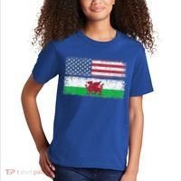 Welsh American Flag Wales Usa Pride America Kids T-Shirt thumb 2