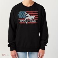 Wrestling American Flag Ring Athlete Wrestler Coach Premium Women's Sweatshirt thumb 0