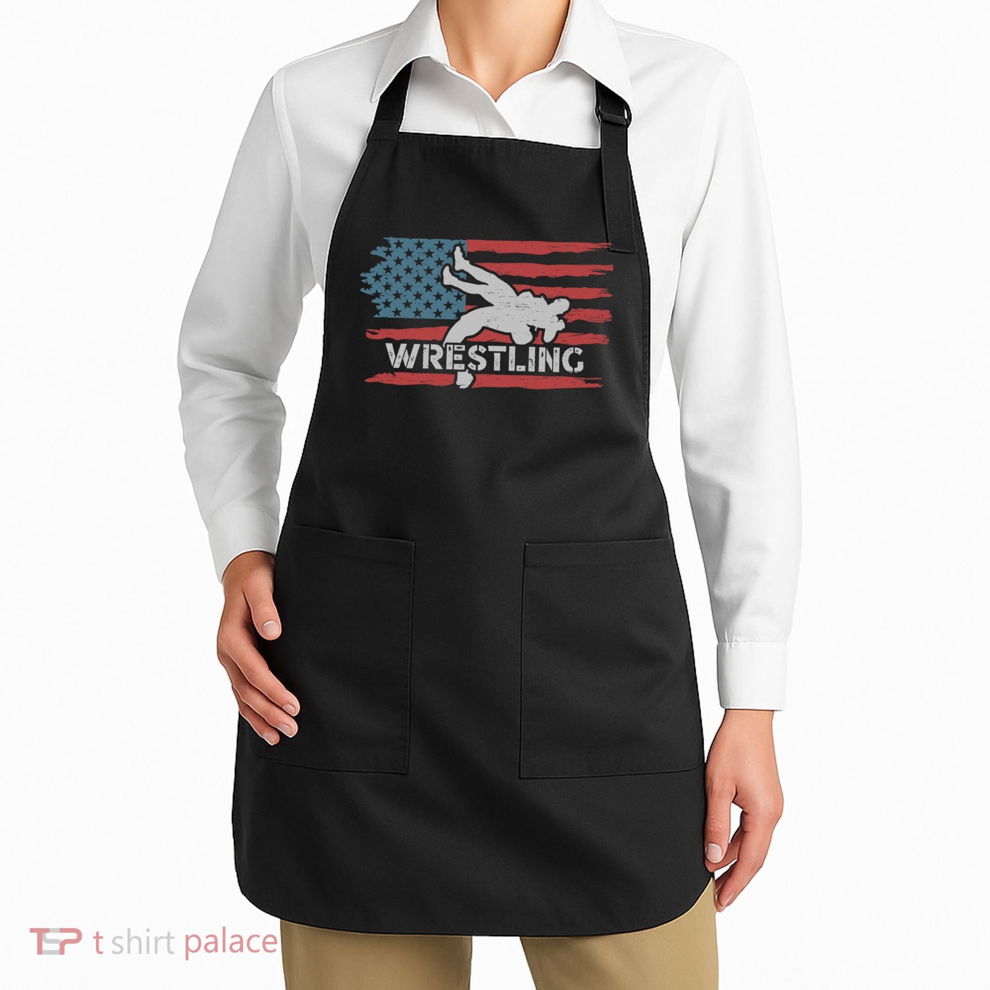 Wrestling American Flag Ring Athlete Wrestler Coach Premium Apron