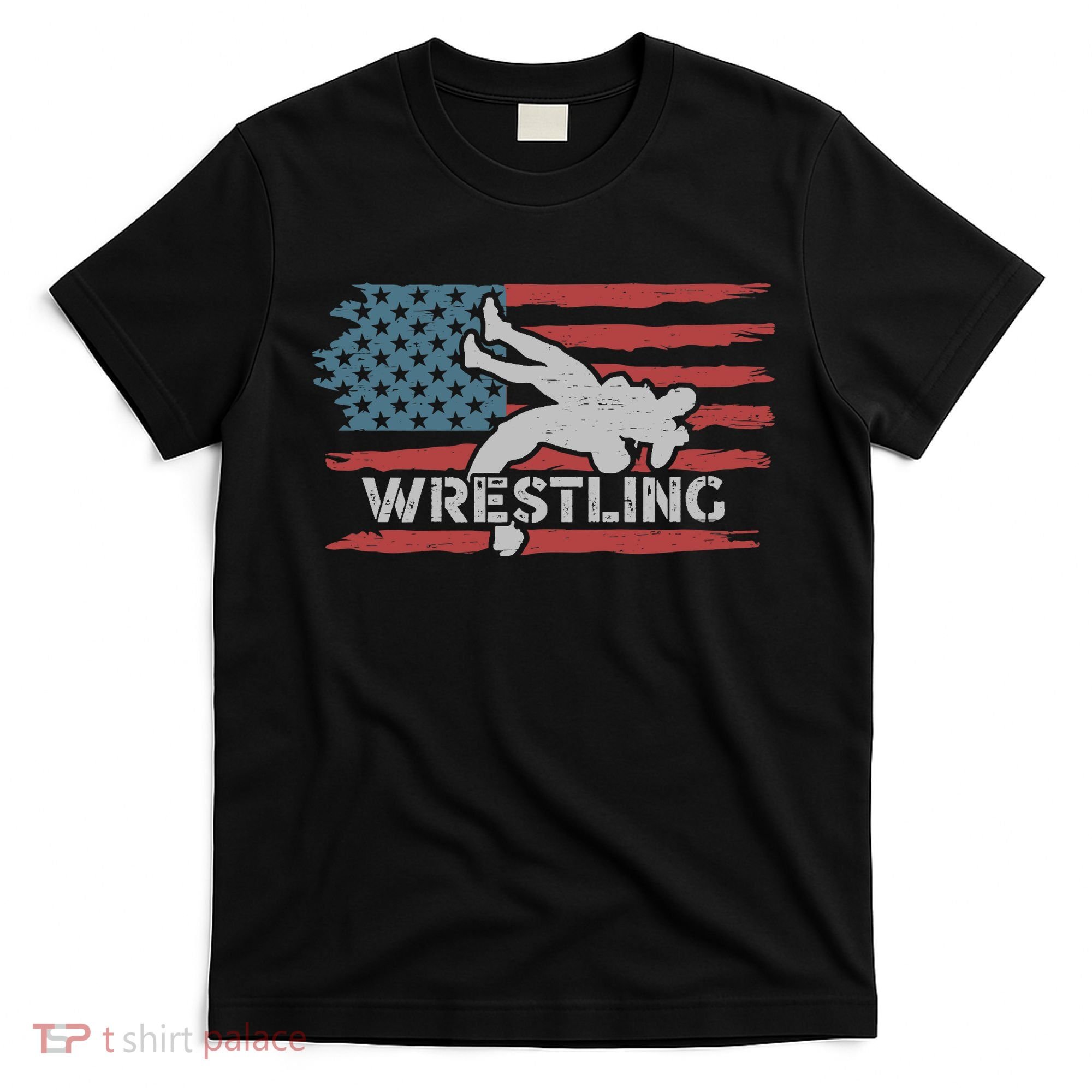 Wrestling American Flag Ring Athlete Wrestler Coach Premium T-Shirt