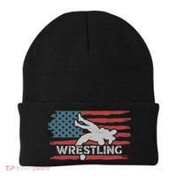 Wrestling American Flag Ring Athlete Wrestler Coach Premium Beanie thumb 0
