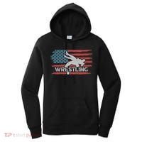 Wrestling American Flag Ring Athlete Wrestler Coach Premium Women's Hoodie thumb 0