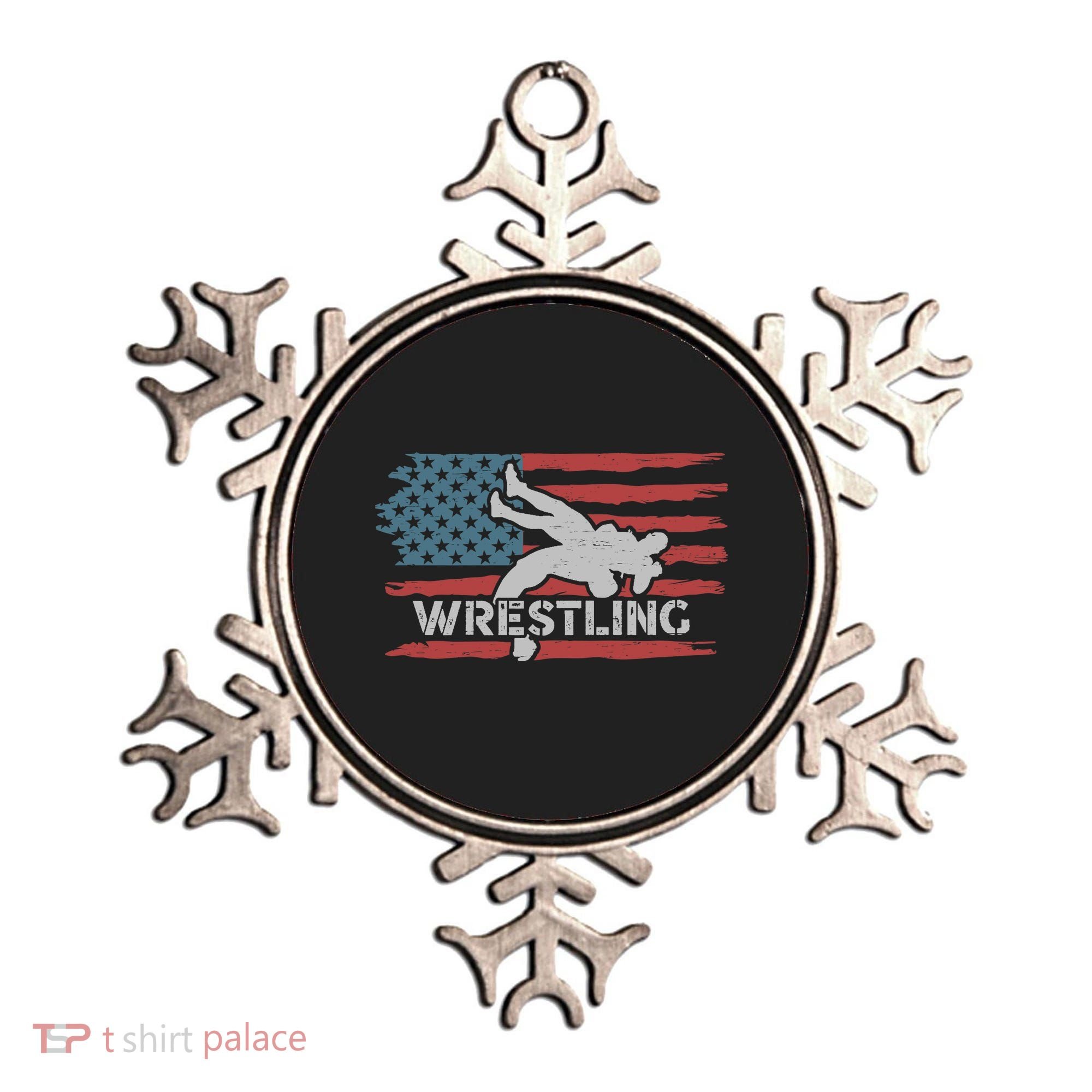 Wrestling American Flag Ring Athlete Wrestler Coach Premium Ornament