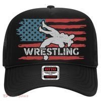 Wrestling American Flag Ring Athlete Wrestler Coach Premium Hat thumb 0