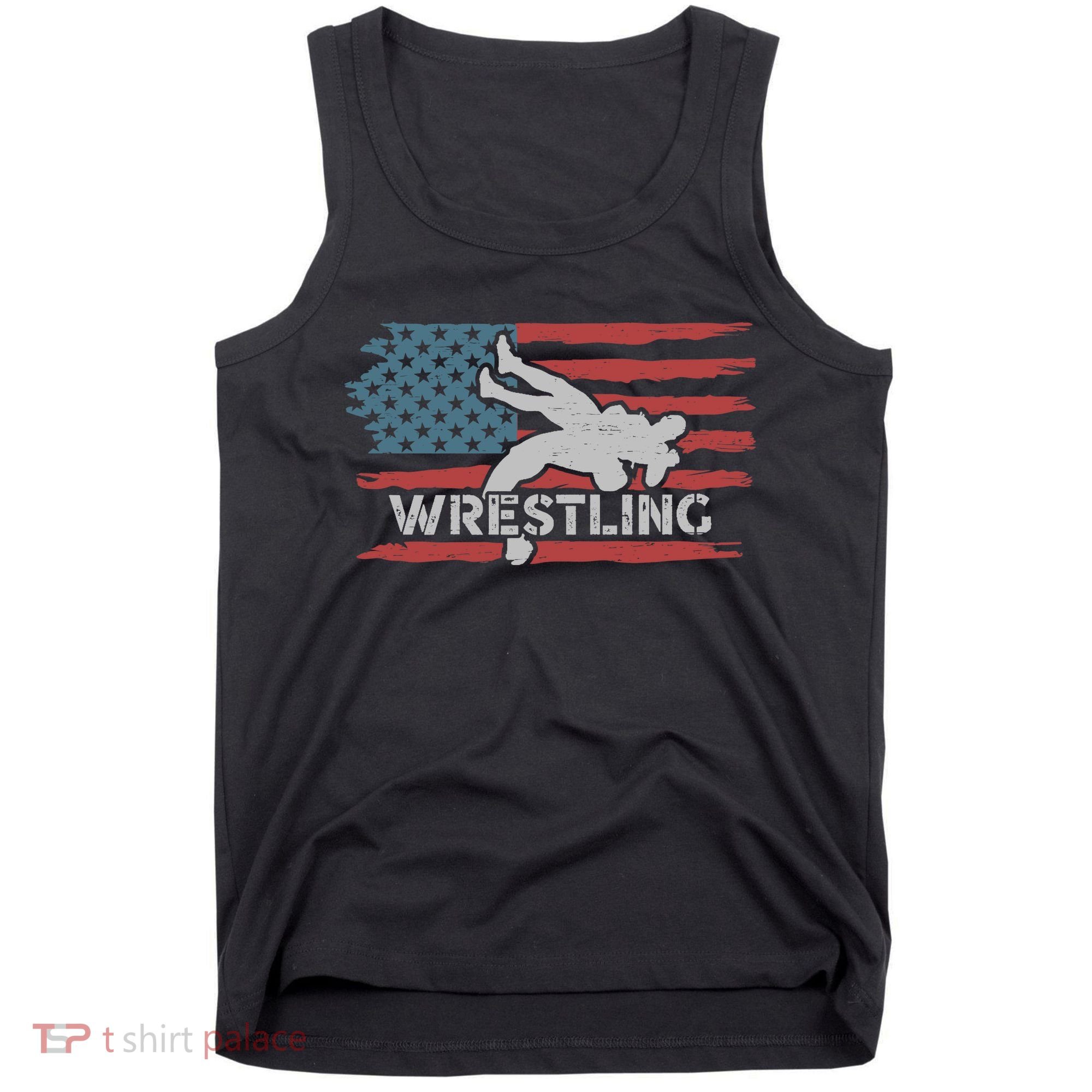 Wrestling American Flag Ring Athlete Wrestler Coach Premium Tank Top