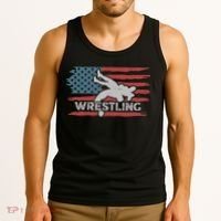 Wrestling American Flag Ring Athlete Wrestler Coach Premium Tank Top thumb 3