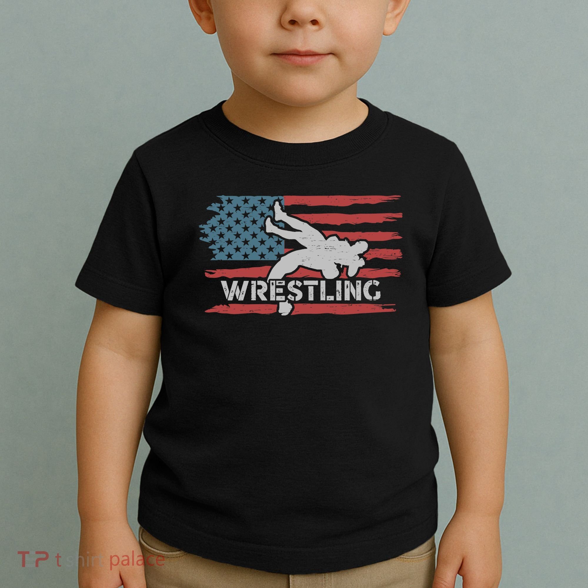 Wrestling American Flag Ring Athlete Wrestler Coach Premium Toddler T-Shirt