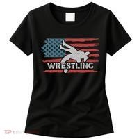 Wrestling American Flag Ring Athlete Wrestler Coach Premium Women's T-Shirt thumb 0
