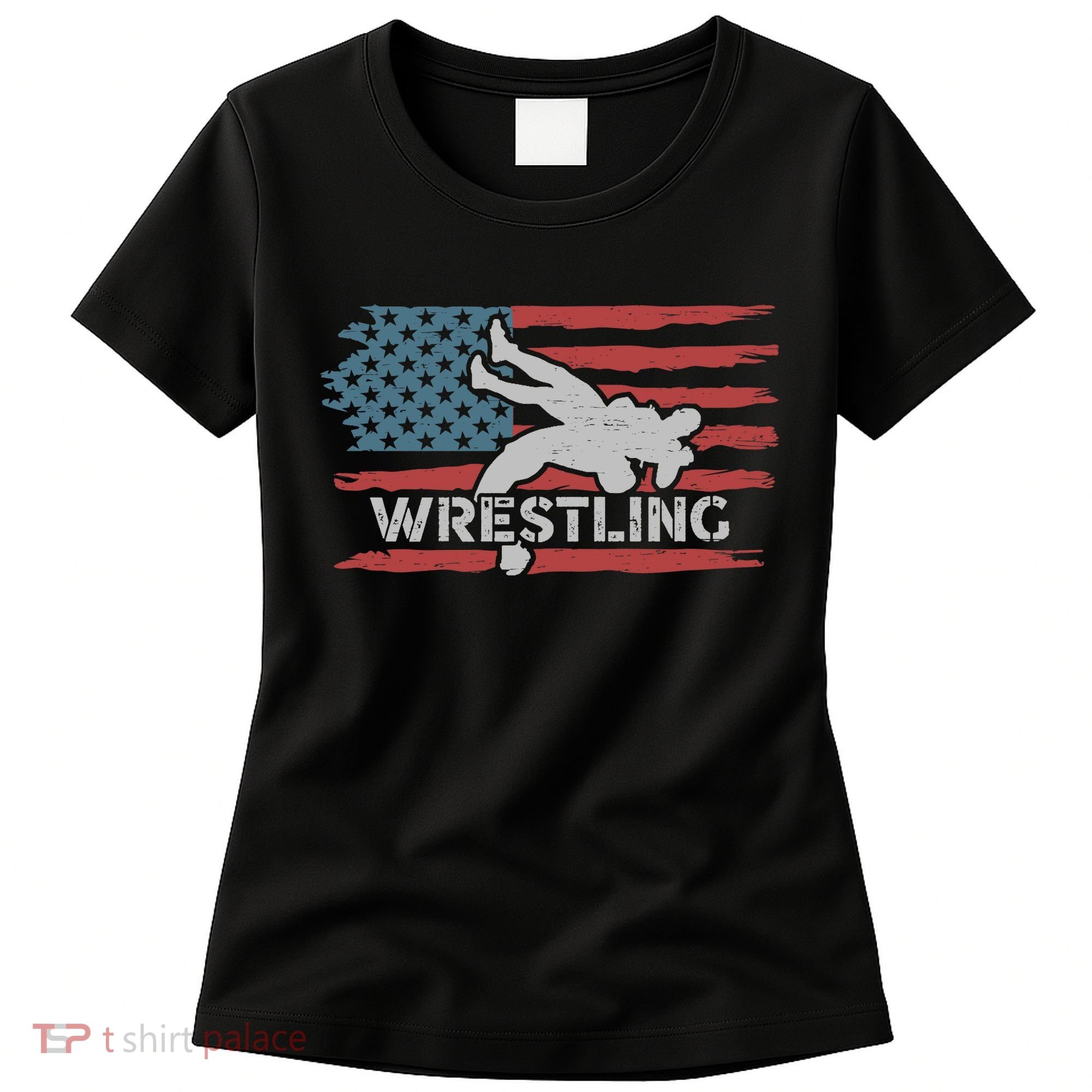 Wrestling American Flag Ring Athlete Wrestler Coach Premium Women's T-Shirt