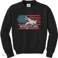 Wrestling American Flag Ring Athlete Wrestler Coach Premium Kids Sweatshirt thumb 0