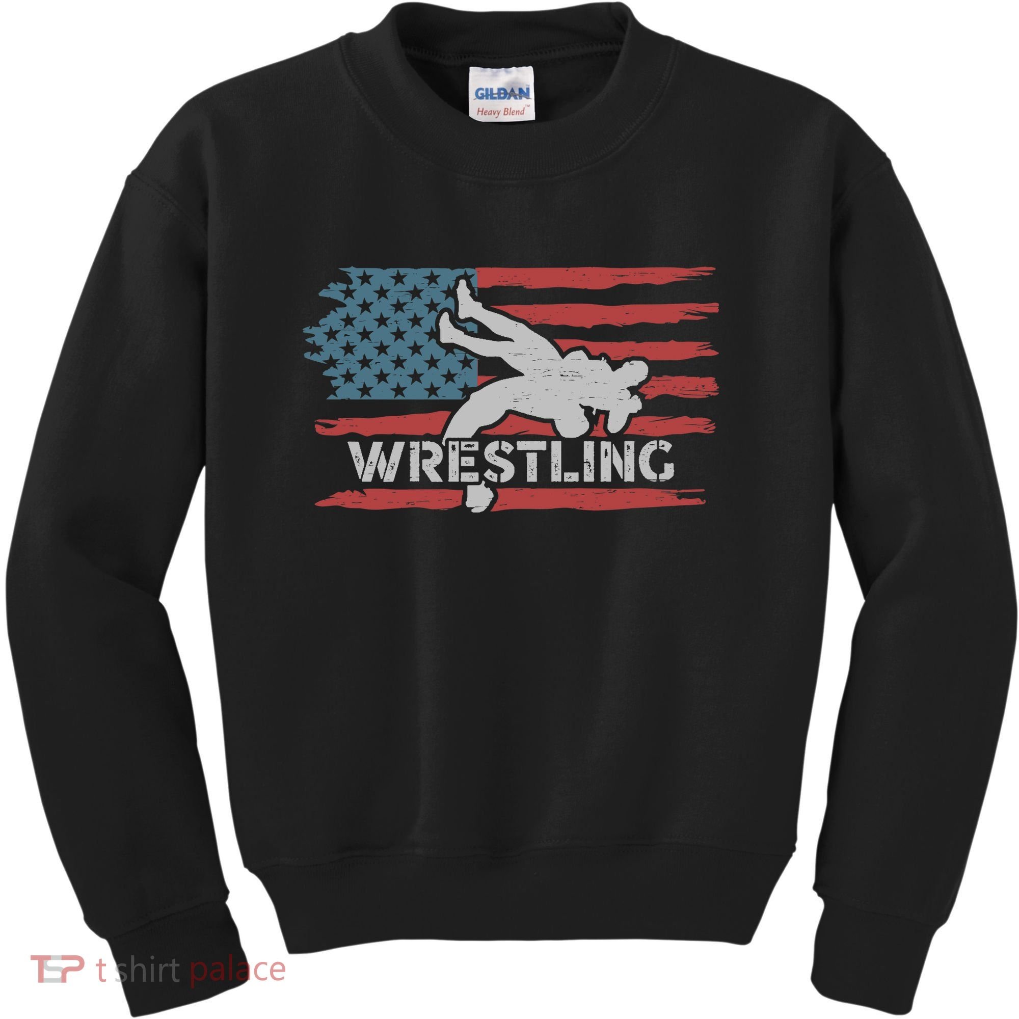 Wrestling American Flag Ring Athlete Wrestler Coach Premium Kids Sweatshirt