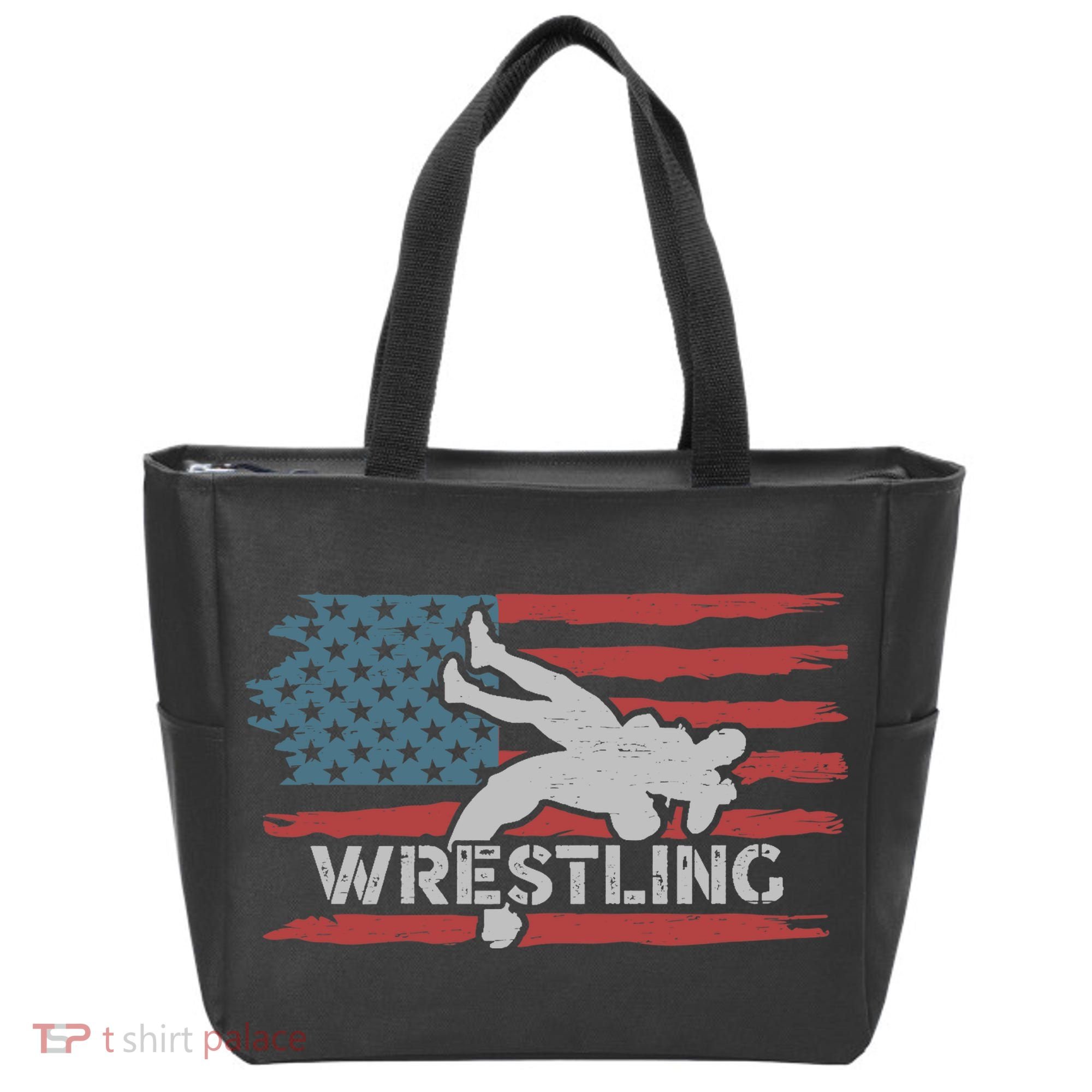Wrestling American Flag Ring Athlete Wrestler Coach Premium Tote Bag
