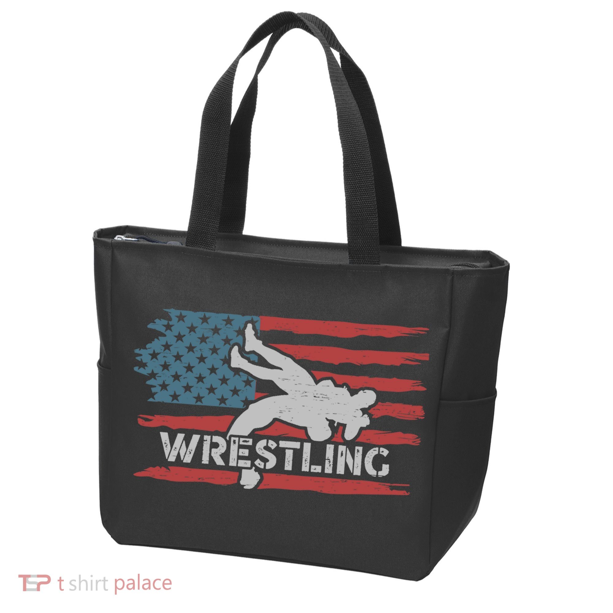 Wrestling American Flag Ring Athlete Wrestler Coach Premium Tote Bag