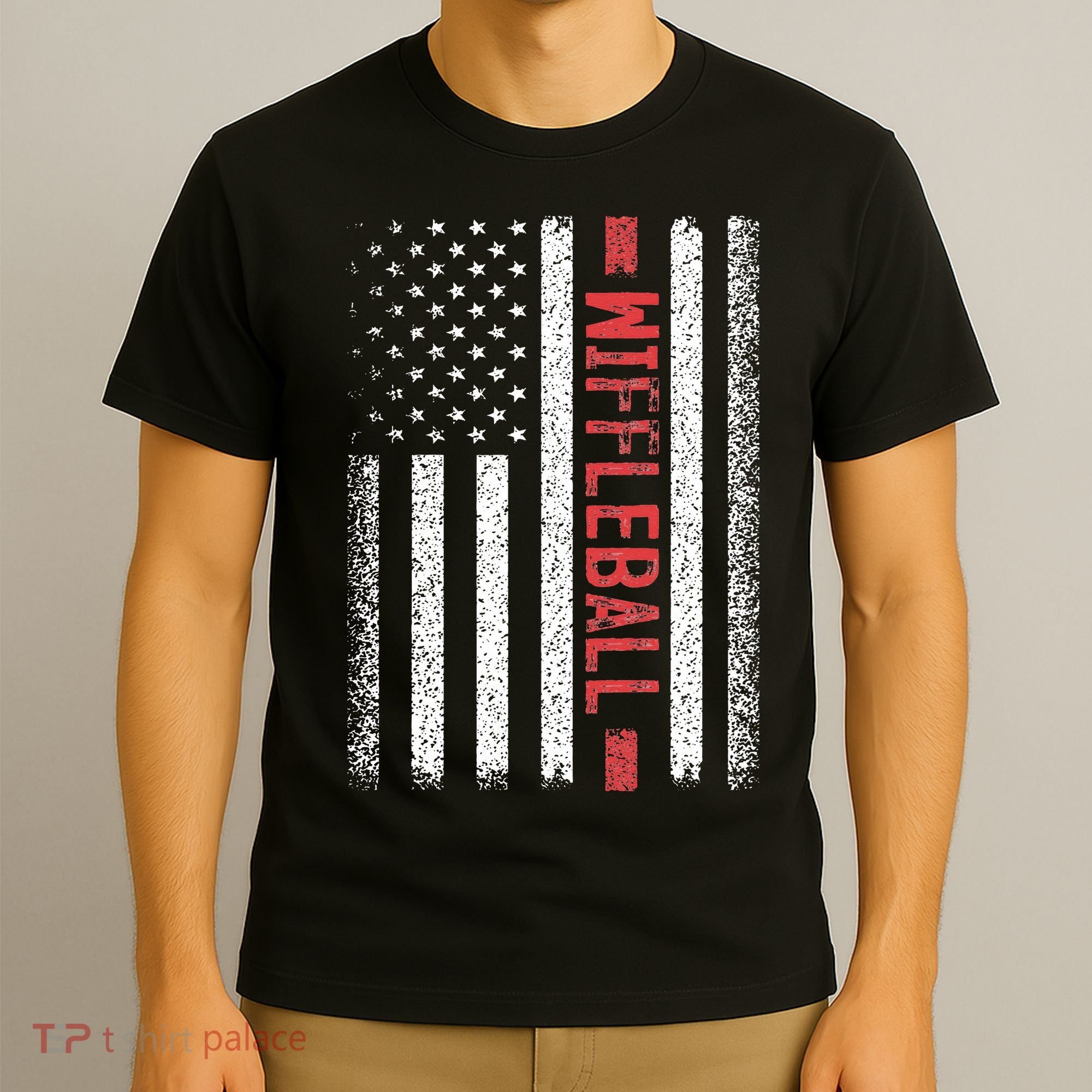 Wiffleball American Flag 4th of July Cool Player Novelty T-Shirt