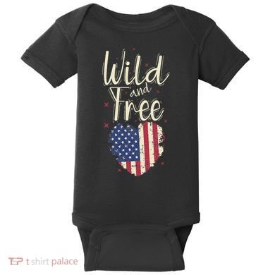 Wild And Free Usa Heart Baby Bodysuit
