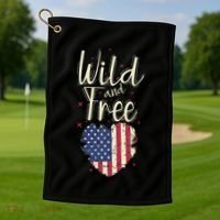 Wild And Free Usa Heart Golf Towel thumb 1