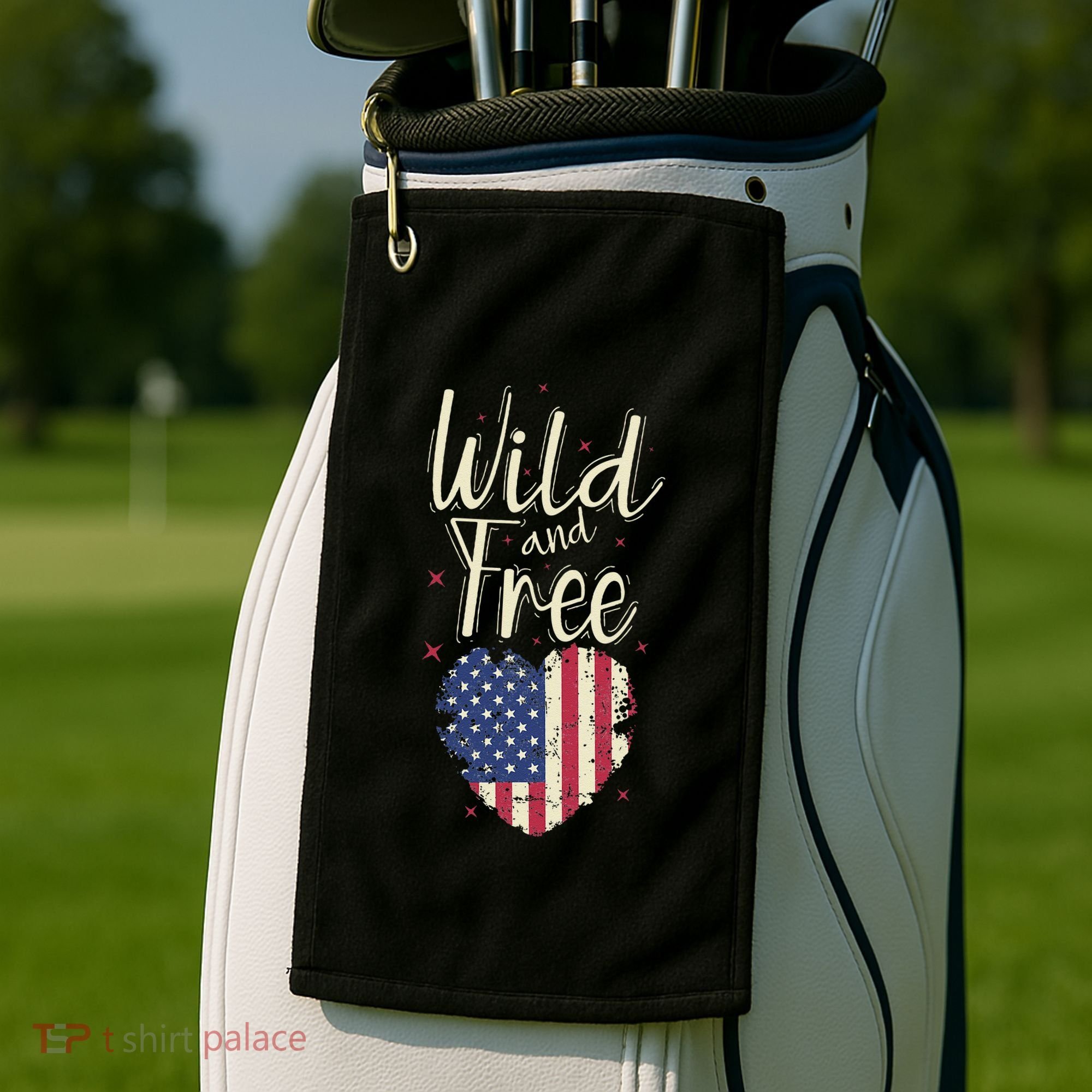 Wild And Free Usa Heart Golf Towel