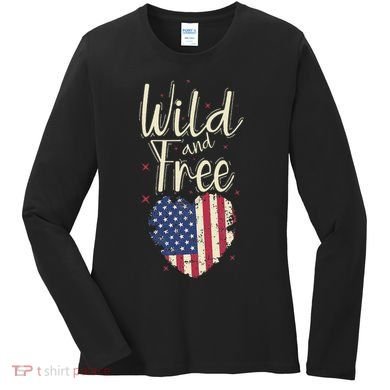 Wild And Free Usa Heart Women's Long Sleeve Shirt