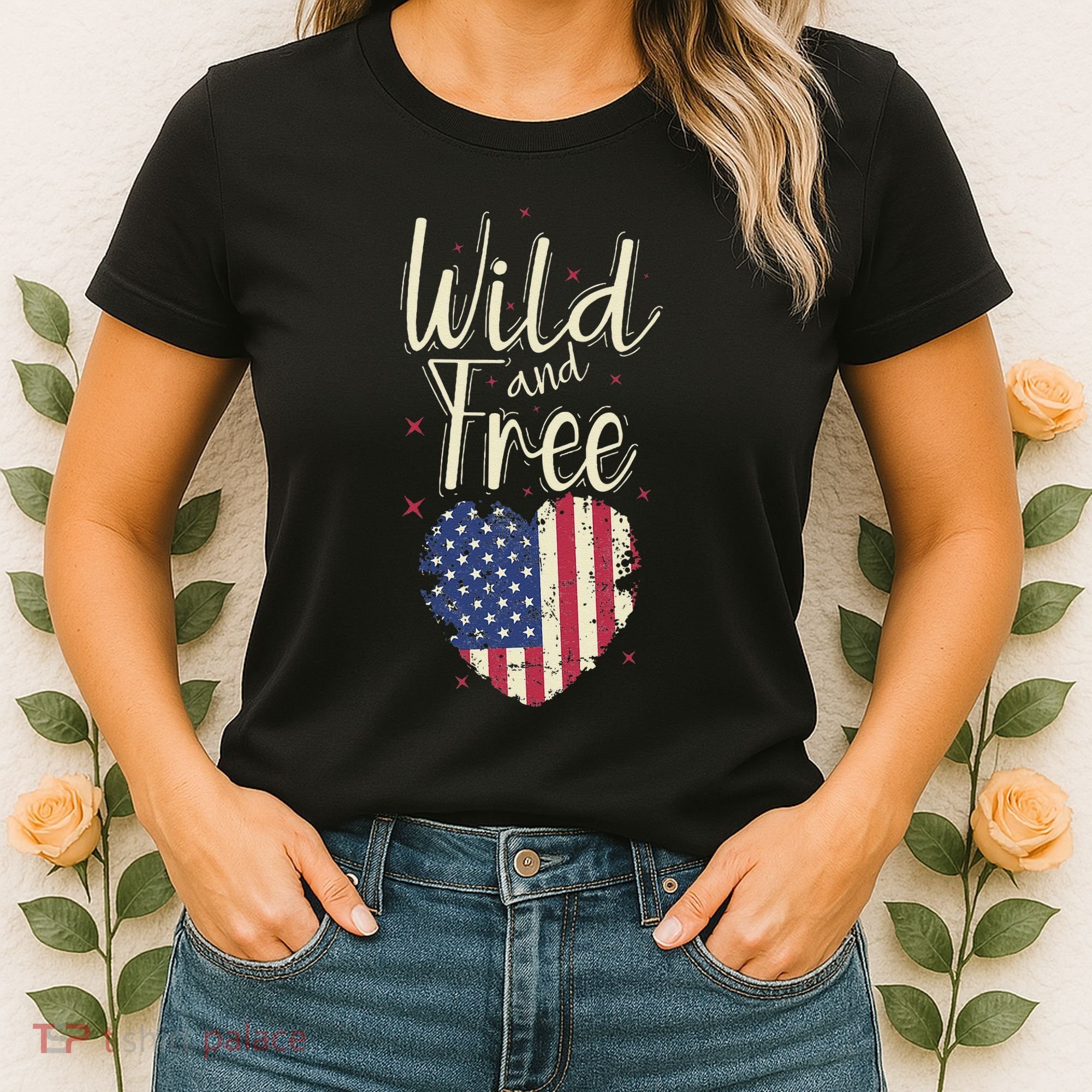 Wild And Free Usa Heart Women's T-Shirt